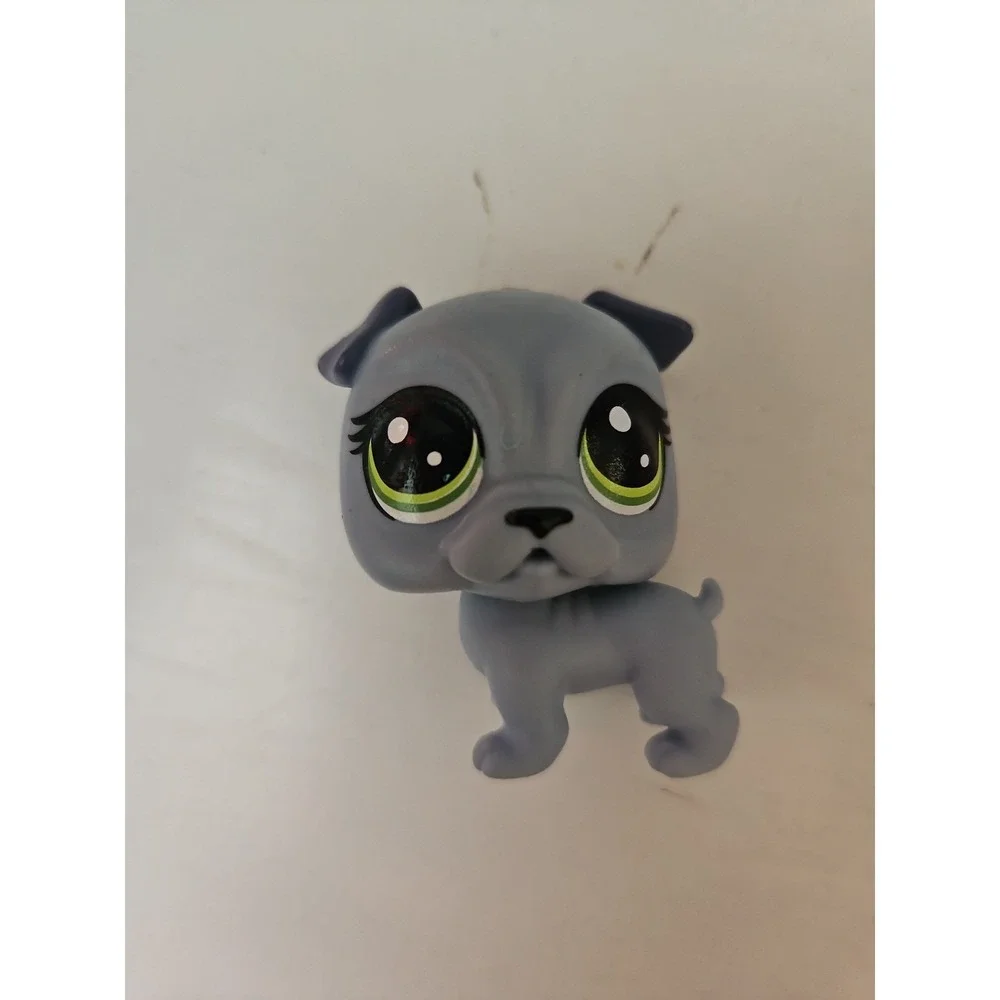 Hasbro Littlest Pet Shop 1344 Grey Pug Dog Green Eyes Vintage LPS Toy Figure